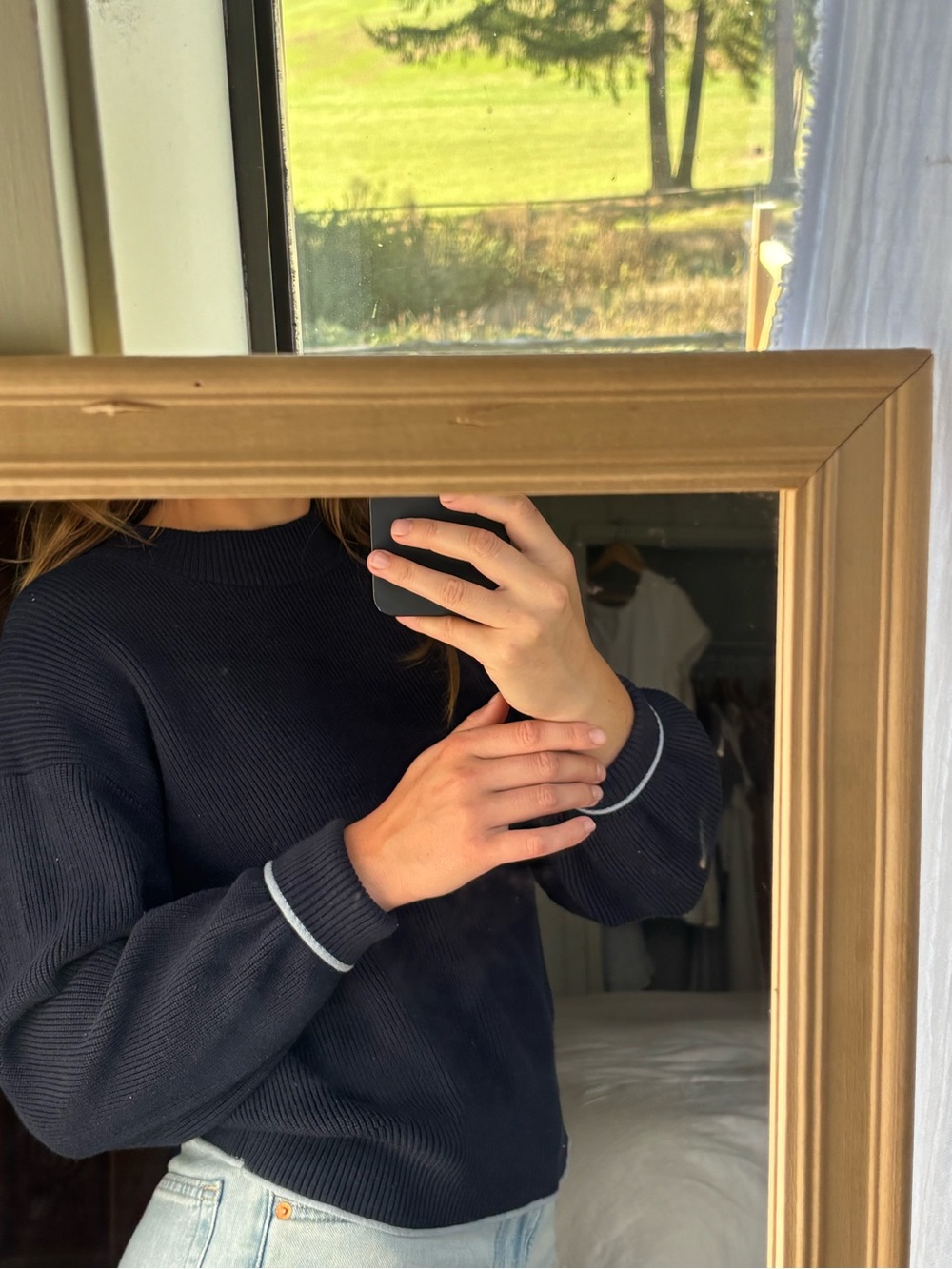 Scotch & Soda Navy Crewneck Sweater with light blue Trim